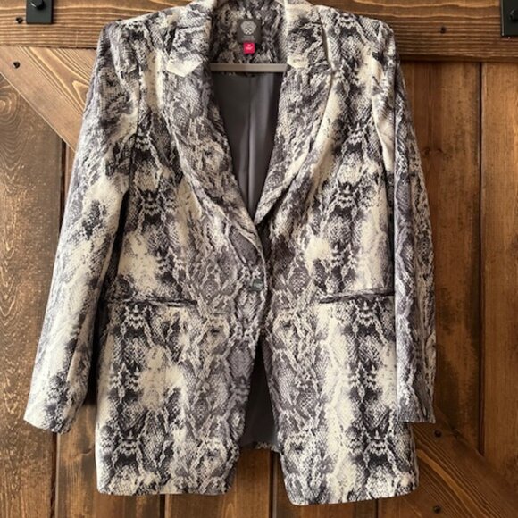 Vince Camuto Black White Gray Snake Skin Print Blazer Jacket Sz 12 NWT - Picture 5 of 16